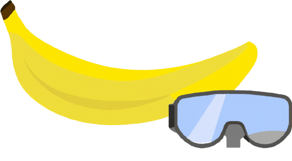 Banana and lab goggles