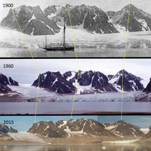 Retreating glacier in Svalbard, Norway