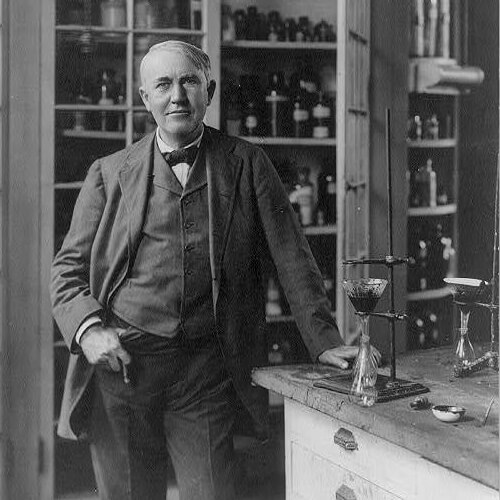 Thomas Edison in his lab