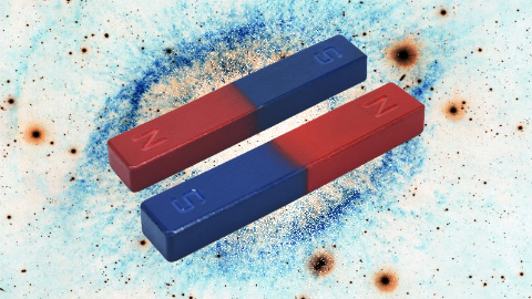 An electron walks into a magnetic field... Yes, that's it. There's no punchline. Physics isn't a joke.